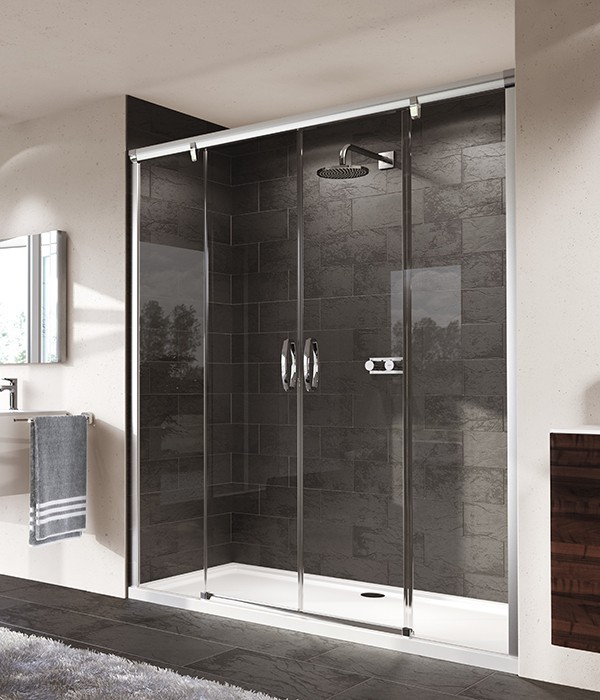 Huppe Aura elegance drzwi suwane 2-częściowe z segmentami 160 wys. 2000mm srebrny matowy przeźroczyste 402104.087.321