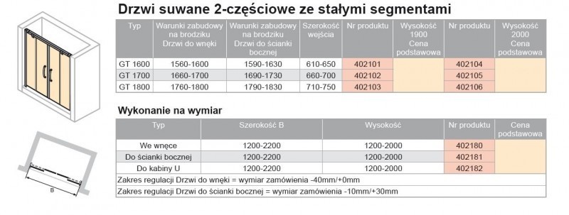 Huppe Aura elegance drzwi suwane 2-częściowe z segmentami 170 wys. 2000mm srebrny matowy przeźroczyste 402105.087.321