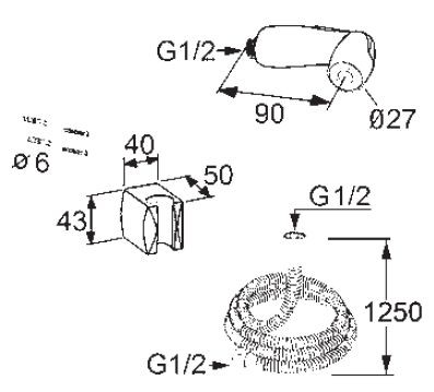 Kludi higieniczny zestaw prysznicowy uchwyt punktowy słuchawka jednopozycyjna z wężem 126cm chrom 73 042 05-00