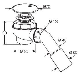 Kludi Tasso 50 zestaw odpływowy syfon brodzikowy 21 052 05-00