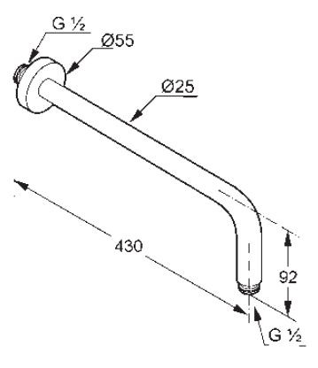 Kludi A-QA ramię ścienne do deszczownicy 40cm chrom 6651405-00