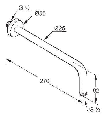 Kludi A-QA ramię ścienne do deszczownicy 25cm chrom 66 513 05-00