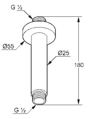 Kludi A-QA ramię sufitowe do deszczownicy 15cm chrom 66 515 05-00