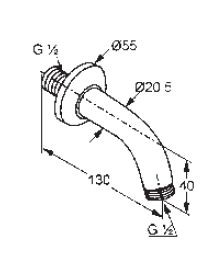 Kludi Freshline ramię ścienne do głowicy natrysku 13cm chrom 62 353 05-00