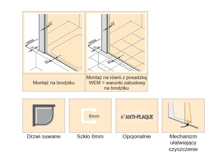 Huppe Aura elegance kabina półokrągła 75x90 wys.2000mm drzwi przesuwne srebrny matowy przeźroczyste 402425.087.321
