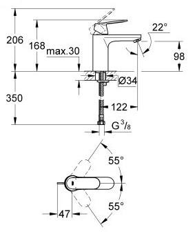 Grohe Eurosmart Cosmopolitan bateria umywalkowa bez korka chrom 23326000