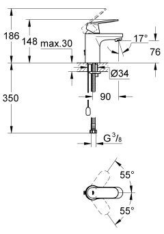 Grohe Eurosmart Cosmopolitan bateria umywalkowa bez korka chrom 3282700E