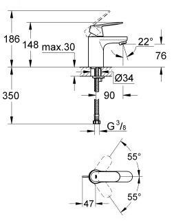 Grohe Eurosmart Cosmopolitan bateria umywalkowa bez korka chrom 32824000