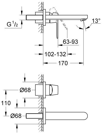 Grohe Eurosmart Cosmopolitan bateria umywalkowa podtynkowa dwuotworowa chrom 19381000