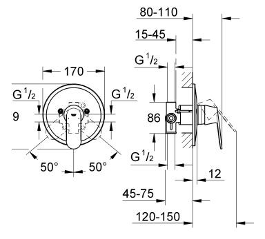 Grohe Eurosmart Cosmopolitan bateria prysznicowa podtynkowa chrom 32880000