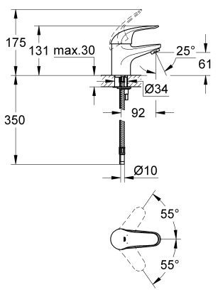 Grohe Euroeco bateria umywalkowa bez korka chrom 32734000