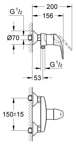 Grohe Euroeco bateria prysznicowa ścienna chrom 32740000