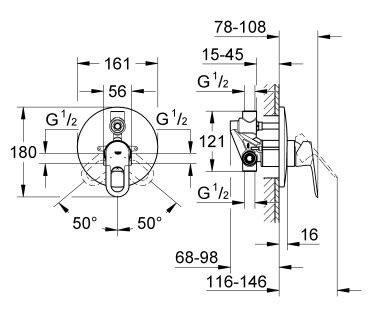 Grohe BauLoop bateria wannowo-prysznicowa podtynkowa chrom 29081000