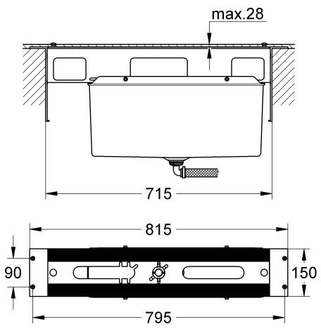 Grohe element montażowo-odwodnieniowy do baterii wannowych 29037000