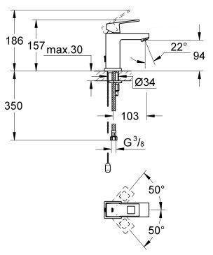 Grohe Eurocube bateria umywalkowa bez korka chrom 2313200E