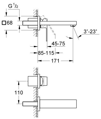 Grohe Eurocube bateria umywalkowa podtynkowa dwuotworowa chrom 19895000