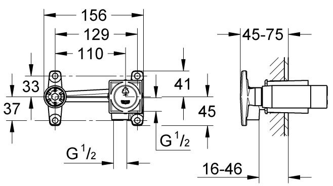 Grohe element podtynkowy do baterii umywalkowe podtynkowej dwuotworowej 23200000