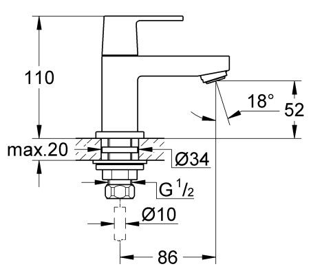 Grohe Eurocube zawór sztorcowy chrom 23137000
