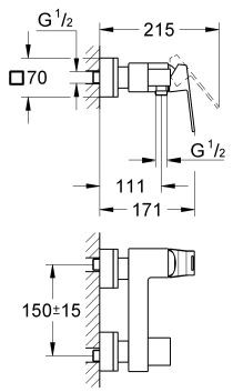 Grohe Eurocube bateria prysznicowa ścienna chrom 23145000