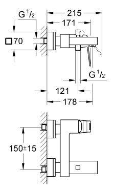 Grohe Eurocube bateria wannowa ścienna chrom 23140000