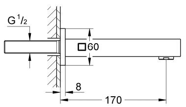 Grohe Eurocube wylewka wannowa 170mm chrom 13303000