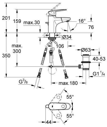 Grohe Europlus bateria umywalkowa z korkiem chrom 33155002