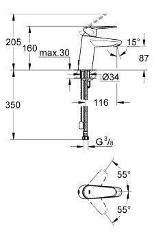 Grohe Eurodisc Cosmopolitan bateria umywalkowa bez korka chrom 3246920E