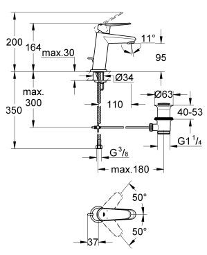 Grohe Eurodisc Cosmopolitan bateria umywalkowa z korkiem chrom 23049002