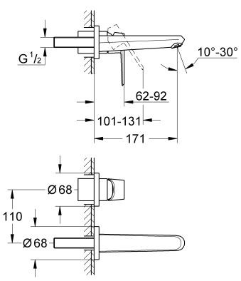 Grohe Eurodisc Cosmopolitan bateria umywalkowa podtynkowa dwuotworowa chrom 19573002