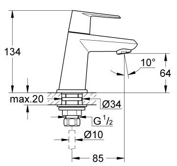 Grohe Eurodisc Cosmopolitan zawór sztorcowy chrom 23051002