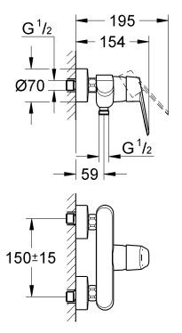 Grohe Eurodisc Cosmopolitan bateria prysznicowa ścienna chrom 33569002