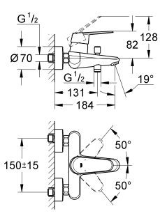 Grohe Eurodisc Cosmopolitan bateria wannowa ścienna chrom 33390002