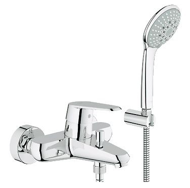 Grohe Eurodisc Cosmopolitan bateria wannowa ścienna z zestawem prysznicowym chrom 33395002