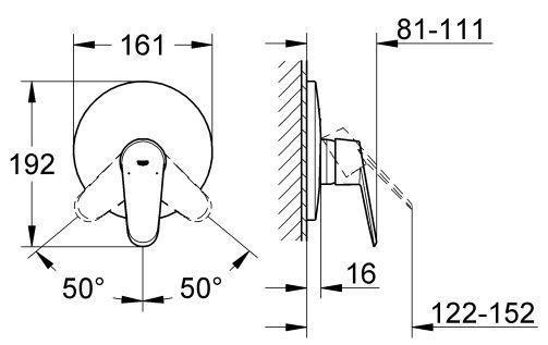 Grohe Eurodisc Cosmopolitan bateria prysznicowa podtynkowa chrom 19549002