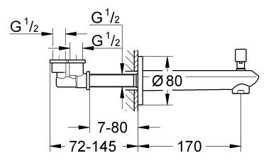 Grohe Eurodisc Cosmopolitan wylewka wannowa 170mm z przełącznikiem chrom 13279002