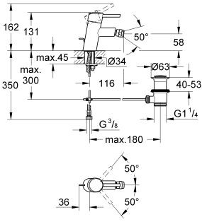 Grohe Concetto bateria bidetowa z korkiem chrom 32208001