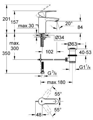 Grohe Eurostyle Cosmopolitan bateria umywalkowa z korkiem chrom 3355220E