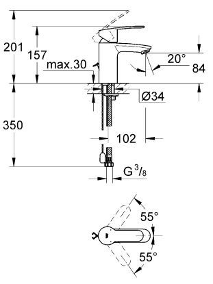 Grohe Eurostyle Cosmopolitan bateria umywalkowa bez korka chrom 3355720E