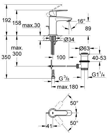 Grohe Eurostyle Cosmopolitan bateria umywalkowa z korkiem chrom 23037002