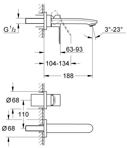 Grohe Eurostyle Cosmopolitan bateria umywalkowa podtynkowa dwuotworowa chrom 19571002