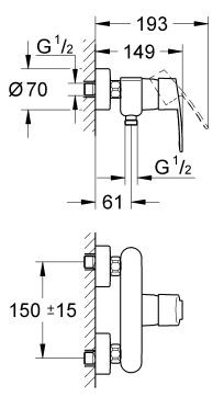 Grohe Eurostyle Cosmopolitan bateria prysznicowa ścienna chrom 33590002