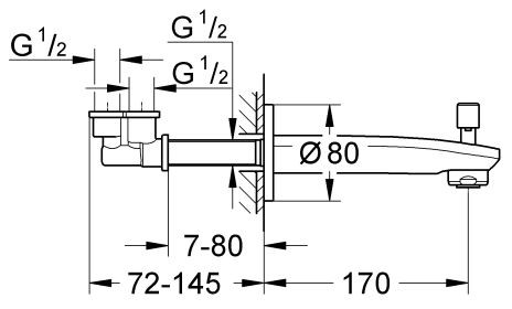 Grohe Eurostyle Cosmopolitan wylewka wannowa 170mm z przełącznikiem chrom 13277002