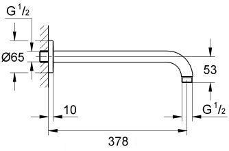 Grohe Rainshower ramię prysznicowe 380mm ścienne chrom 28361000