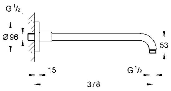 Grohe Rainshower ramię prysznicowe 378mm ścienne chrom 28982000