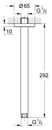 Grohe Rainshower ramię prysznicowe 292mm sufitowe chrom 28497000