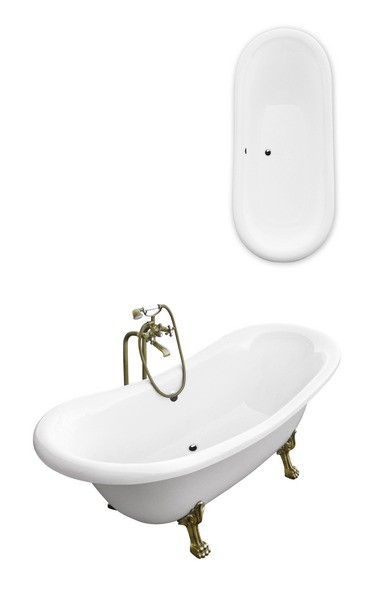 BESCO Amelia wanna wolnostojąca 190x77  biały + nogi chrom WKA-190WO+C