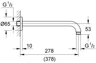 Grohe Rainshower ramię prysznicowe 286mm ścienne chrom 28576000