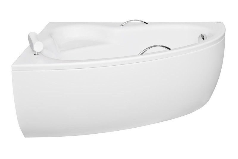BESCO Natalia wanna asymetryczna lewa + uchwyty + zagłówek 150x100 biały WAN-150-NLS