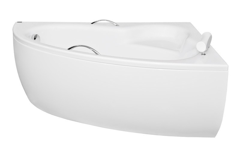 BESCO Natalia wanna asymetryczna prawa + uchwyty + zagłówek 150x100 biały WAN-150-NPS