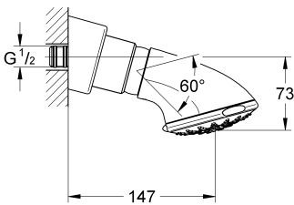 Grohe Relexa Five głowica prysznicowa prysznic górny ścienny chrom 27062000